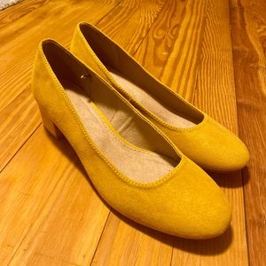 Mustard 1.5” Suede Heels